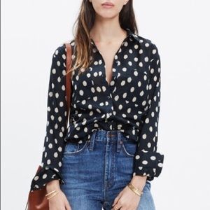 Madewell Oversized Boyshirt in Ikat Dot sz M
